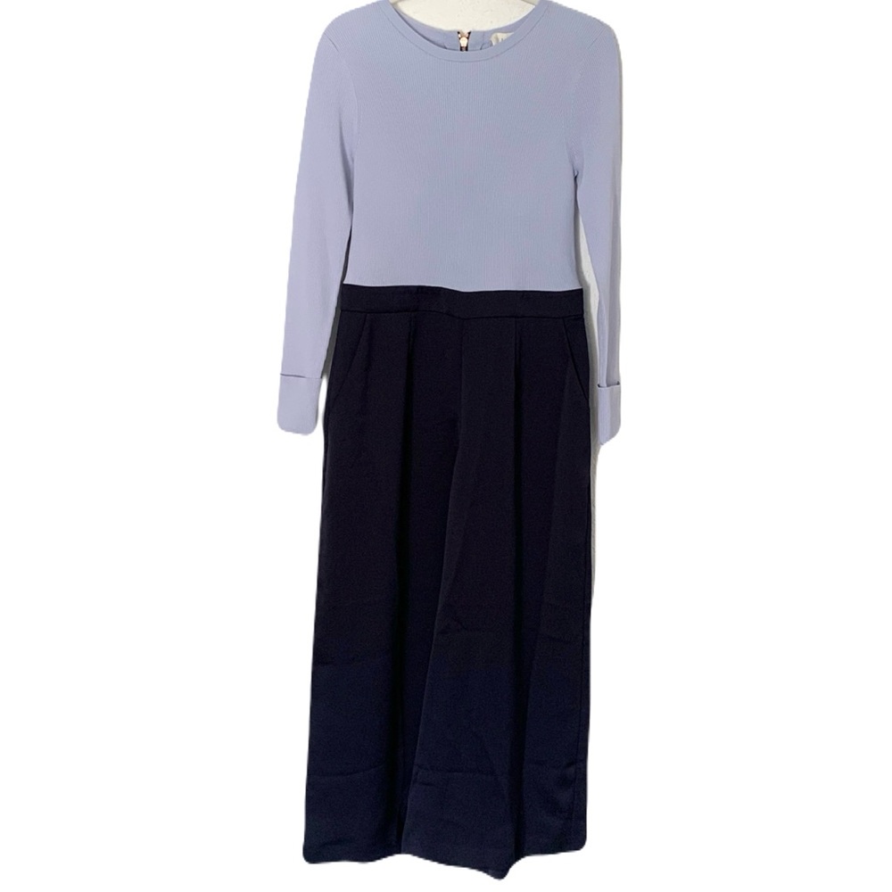 NWT Ted Baker Size 3/Medium Long Sleeve Ribbed Knitted Colorblock Jumpsuit